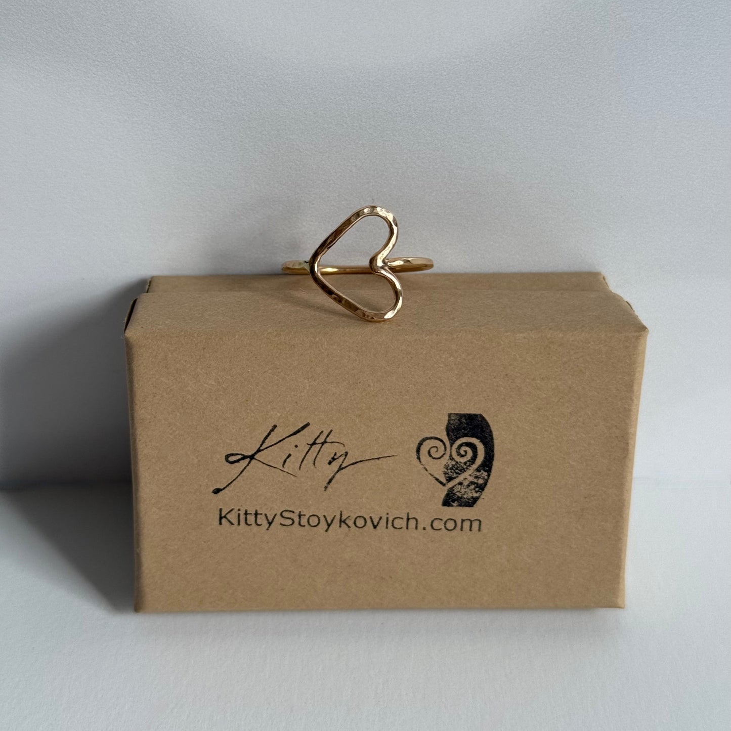 Heart ring in 14K Gold Filled shown on a gift box