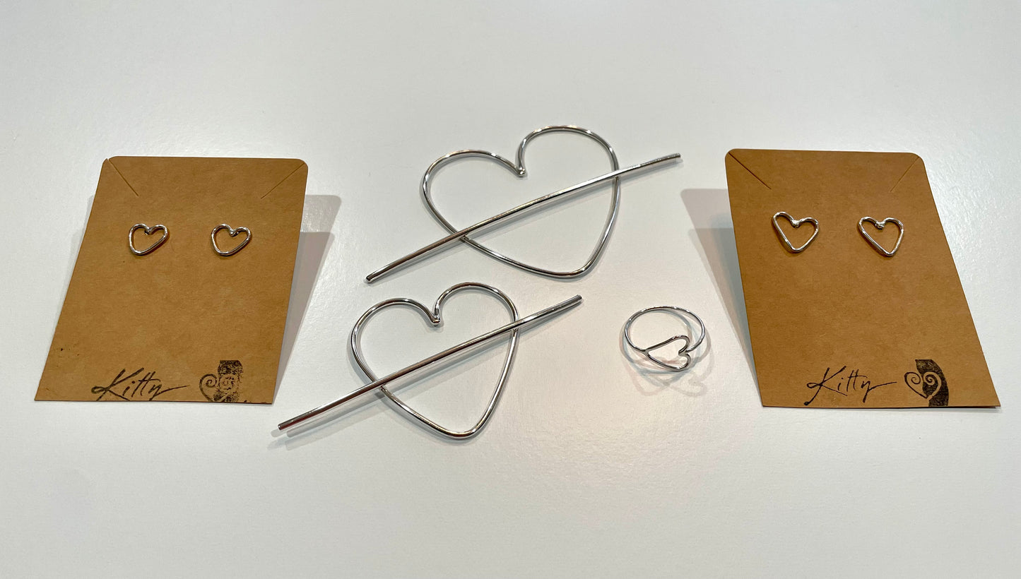 Heart Hair Pin in Sterling