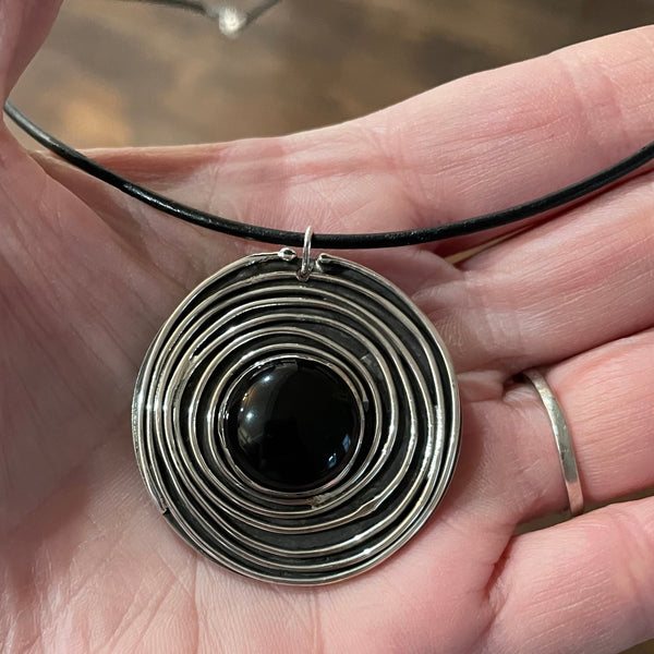 Large Onyx necklace in my hand to show detail
