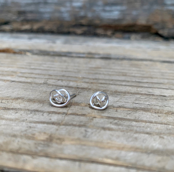 Tumbleweed Knot Earrings Post Style in Sterling Silver