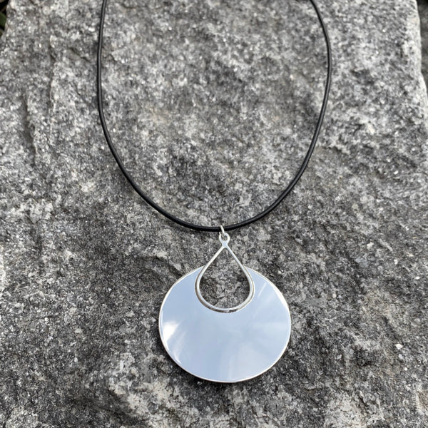 Large Silver Cut Out Teardrop Pendant on Chain or Leather