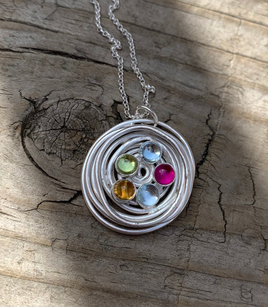 Nest Necklace with Birthstones or Multi Stone