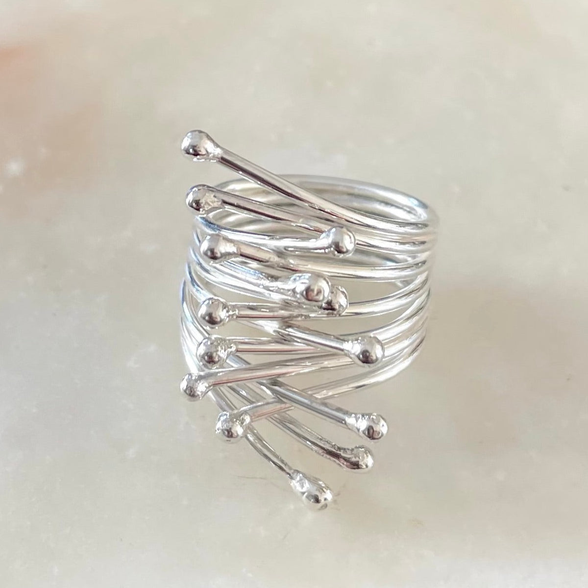 Rings Embrace, circone & 950 silver, adjustable