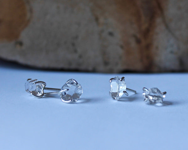 Herkimer Diamond Post Earrings, showing two different pairs