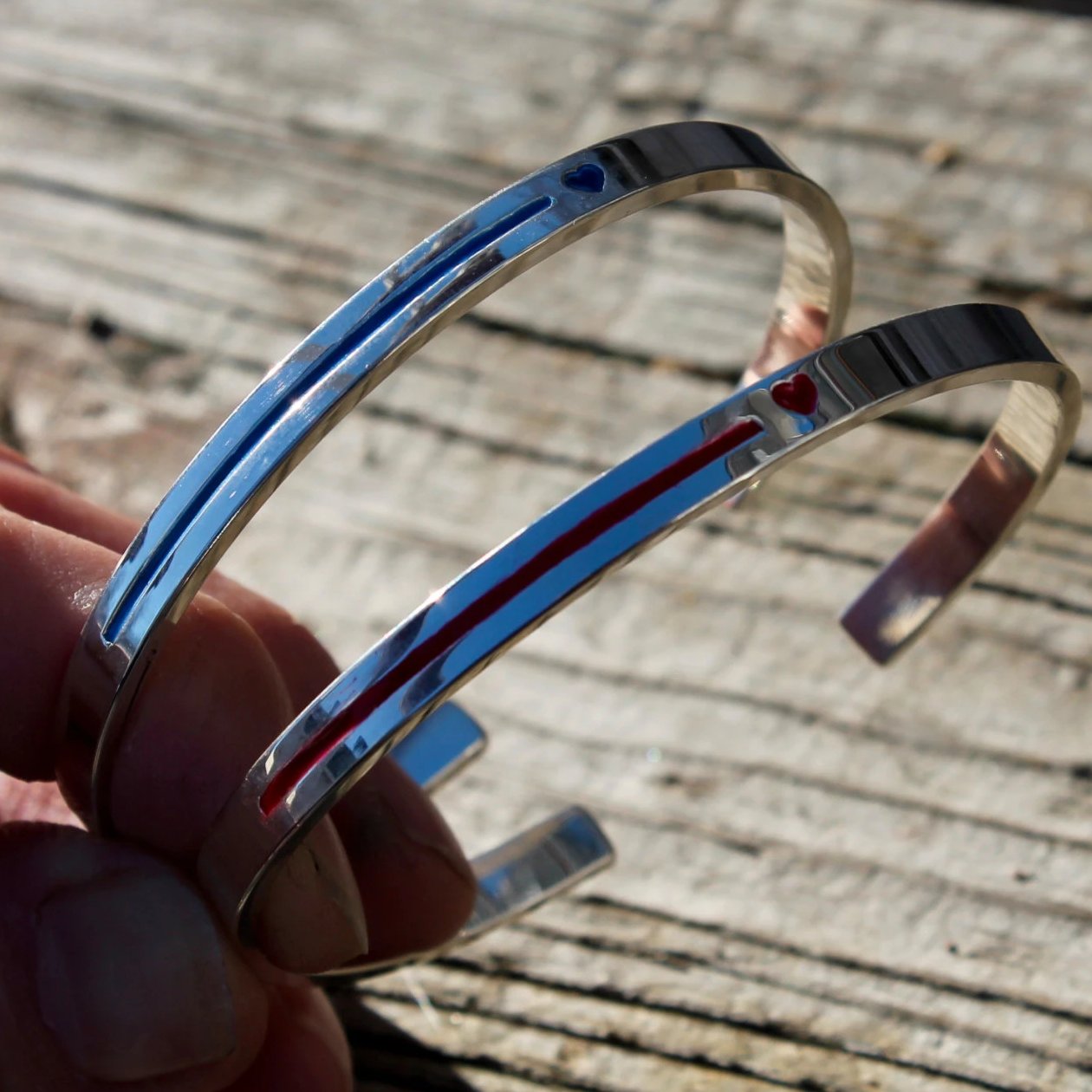 Firefighter Red Line Bracelet in Silver