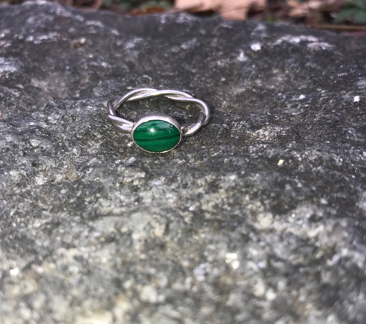 Malachite Twist Band in Sterling Silver