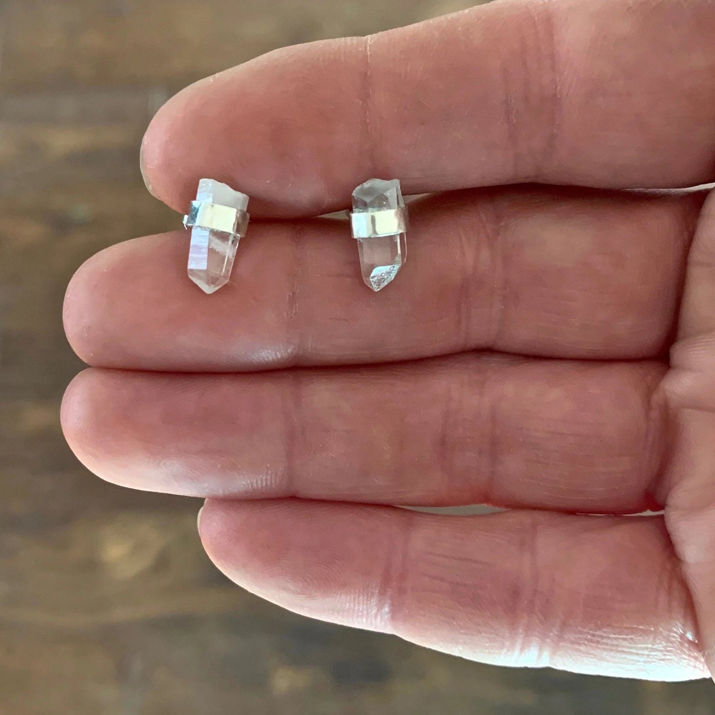 Raw Crystal Point Post Earrings