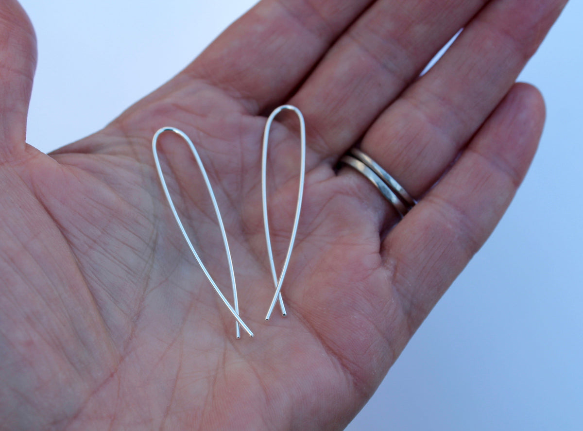 Threader Ribbon Earrings in Silver Gold Fill and Rose Gold Fill