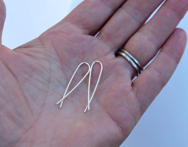 Threader Ribbon Earrings in Silver Gold and Rose Gold