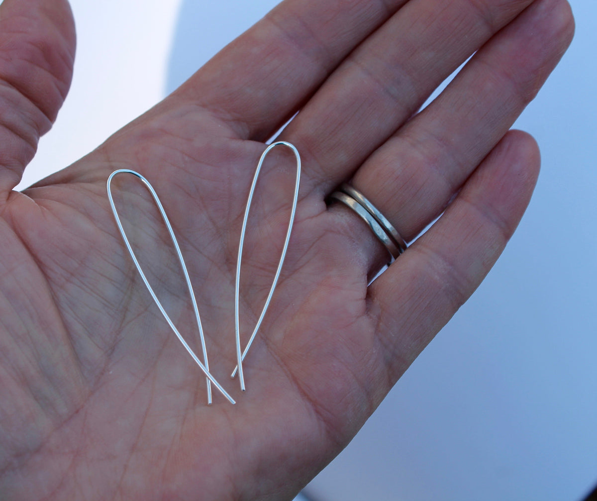 Threader Ribbon Earrings in Silver Gold Fill and Rose Gold Fill