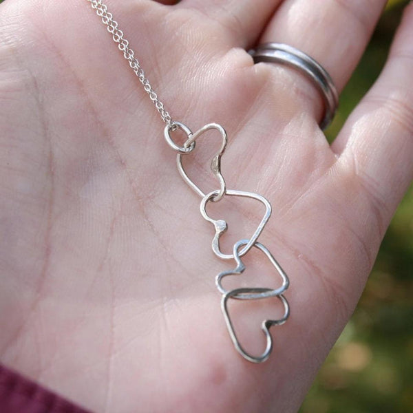 Linked Hearts Silver Necklace
