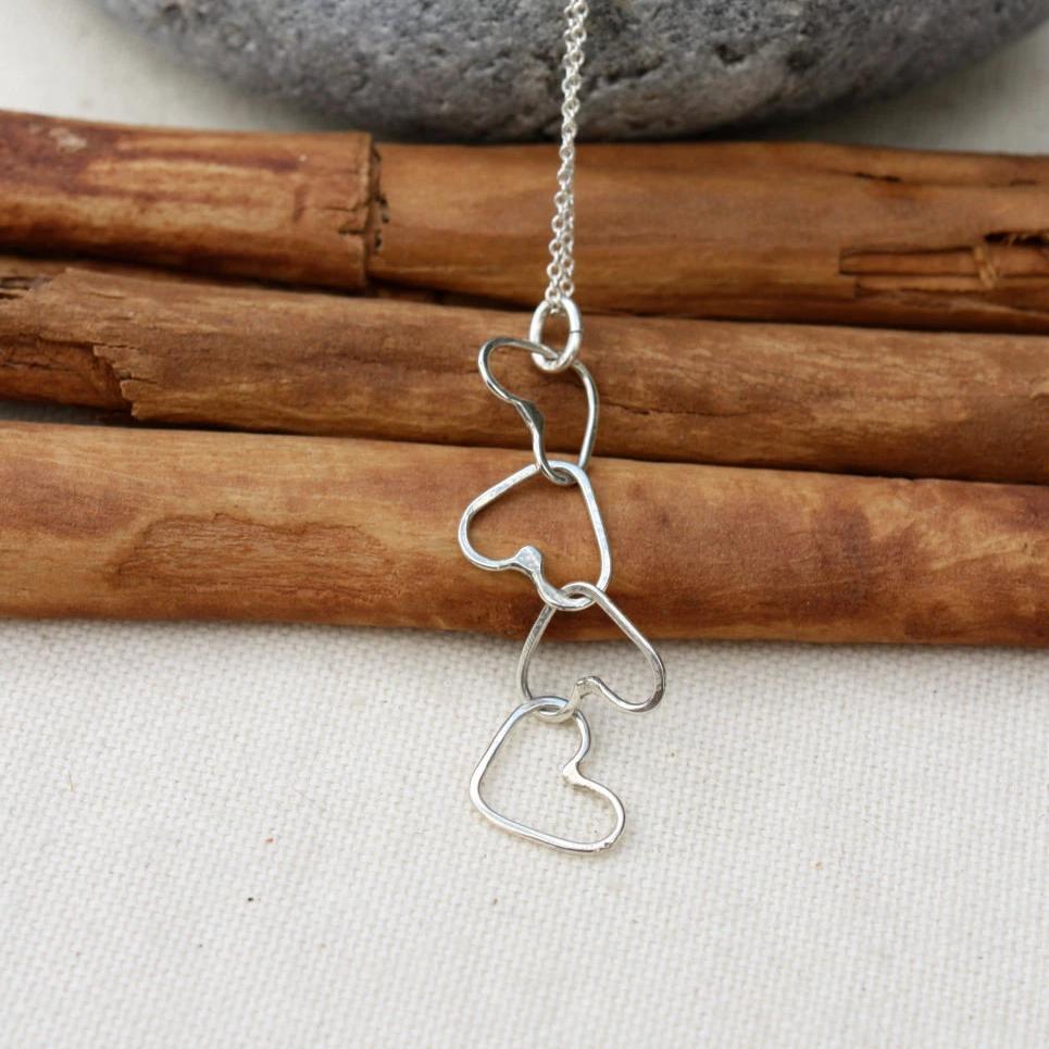 Linked Hearts Silver Necklace