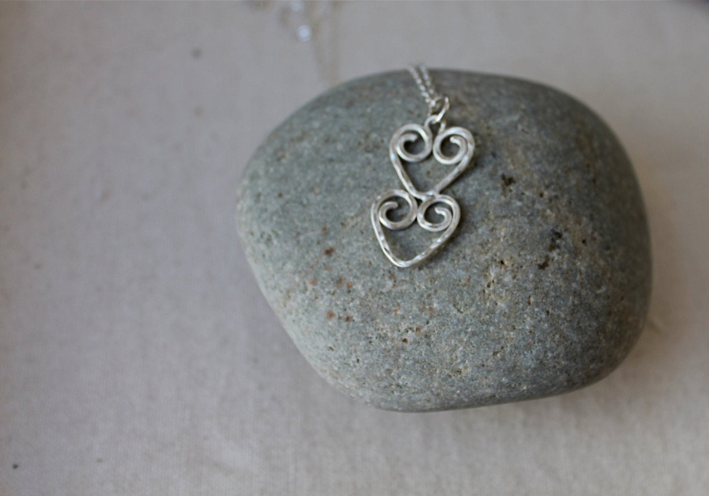 Double Hearts with hammered texture Necklace