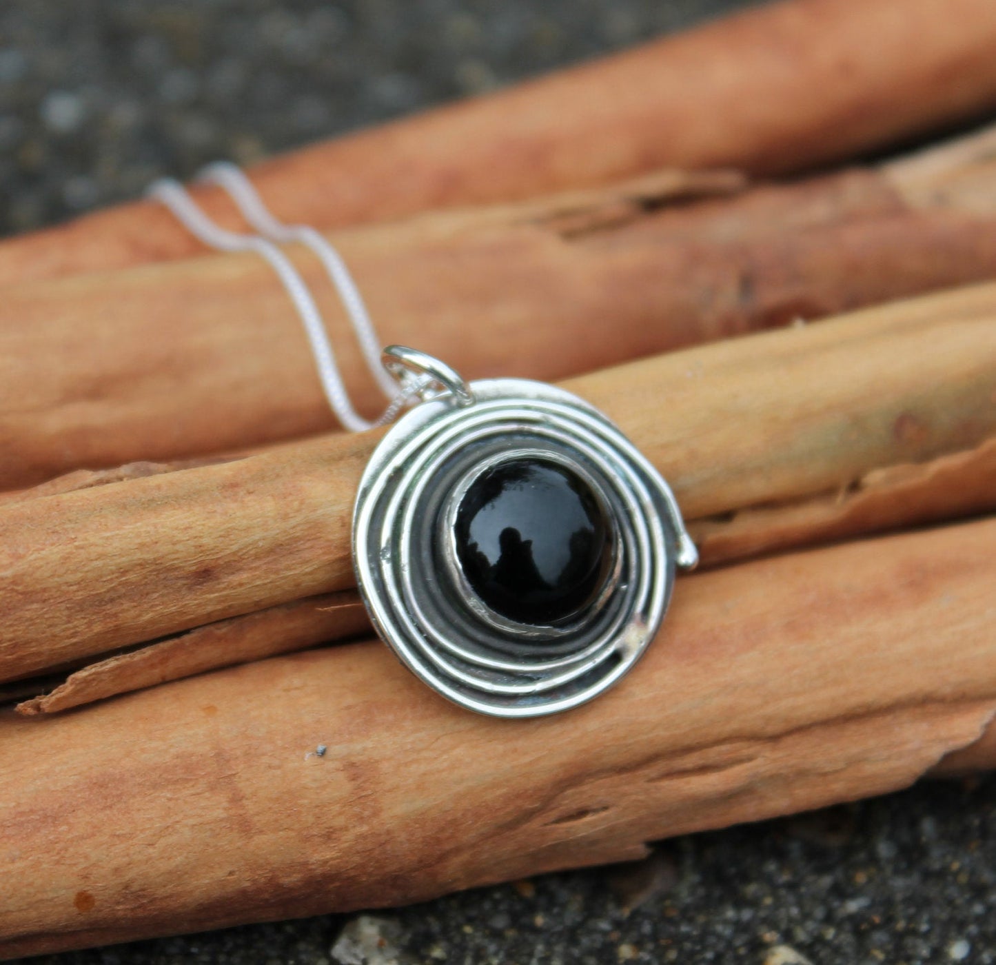 Black Onyx Circle Earrings