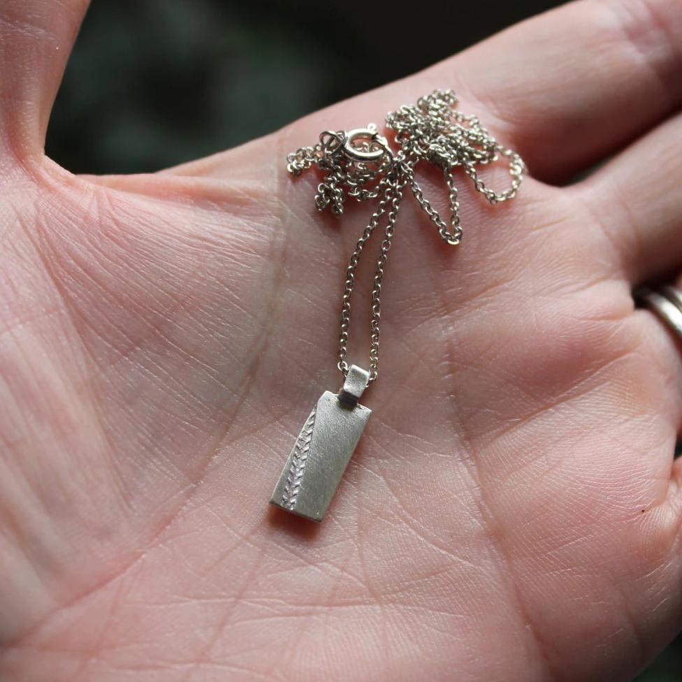 Mini Bike Track Necklace in Silver