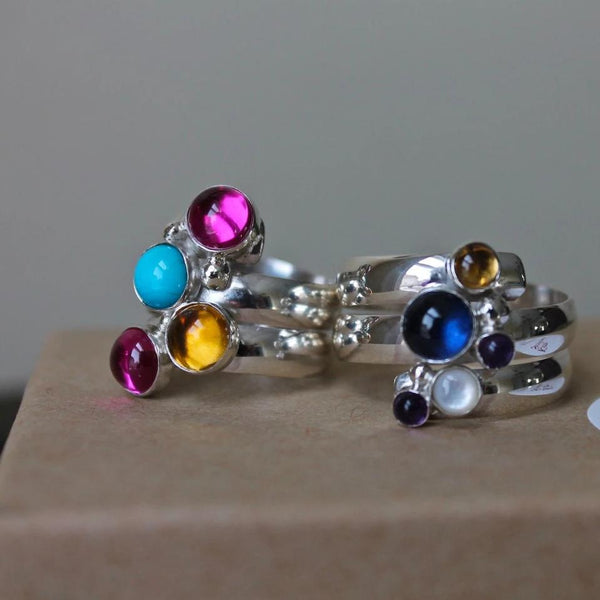 Graduated Sizes Birthstones Fairy Tale Ring in Silver