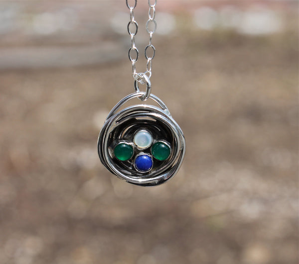 Nest Necklace with Birthstones or Multi Stone