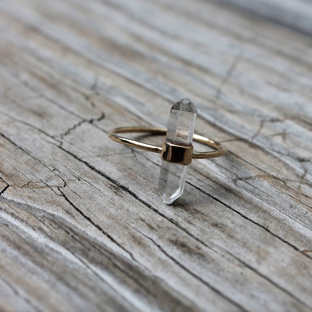 Crystal Point Ring in Sterling Silver Minimalist Raw Stone