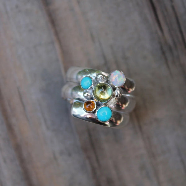 Graduated Sizes Birthstones Fairy Tale Ring in Silver