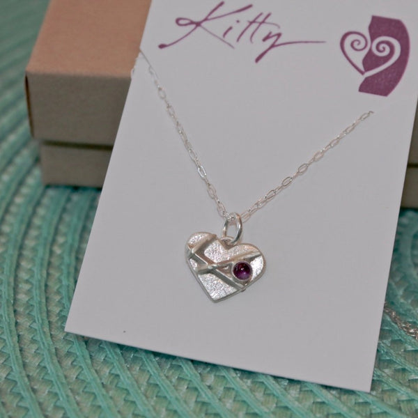 Small Mended Heart with Amethyst