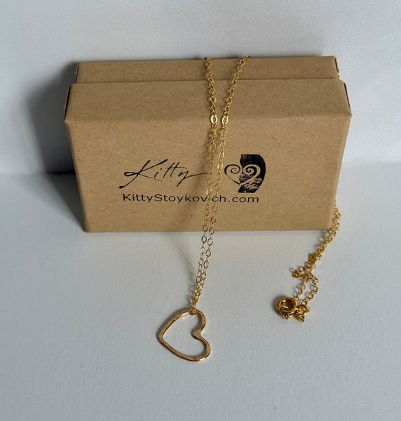 Floating gold filled heart necklace