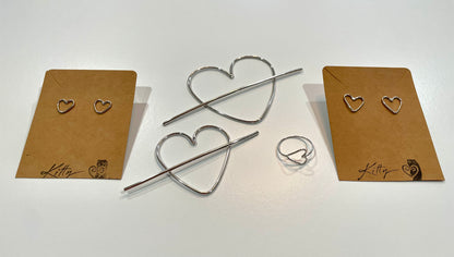 Heart Hair Pin in Sterling