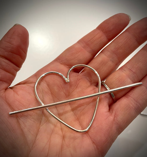 Heart Hair Pin in Sterling