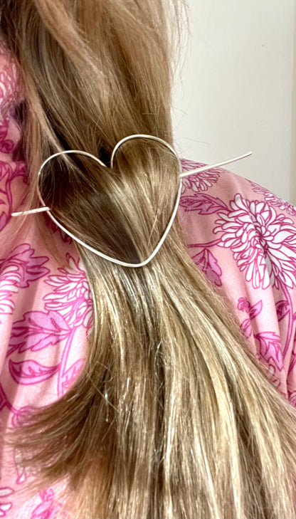 Heart Hair Pin in Sterling