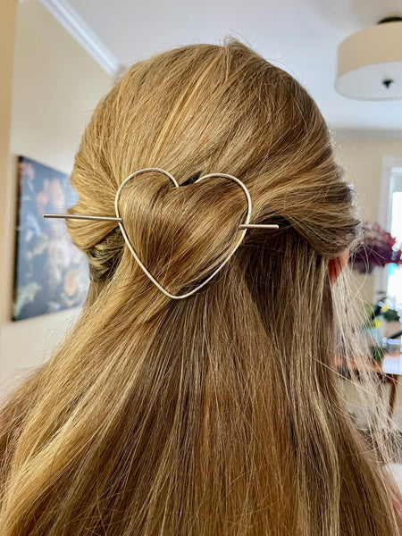 Heart Hair Pin in Sterling