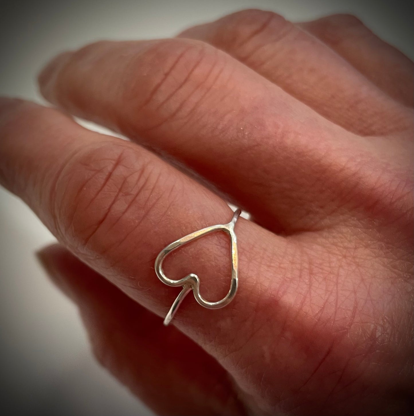 Sideways Heart Ring in Silver