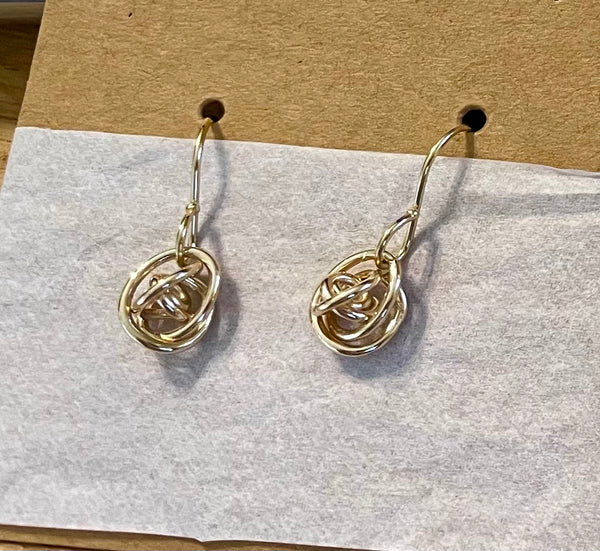 Medium gold fill know dangle earrings on card