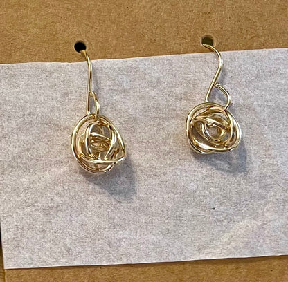 Medium gold fill knot earrings on card