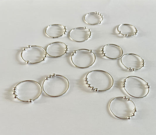 Fidget Ring in Sterling Silver with Four or Five Balls