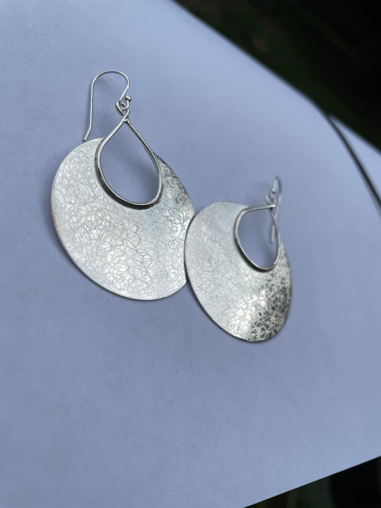 Large Silver Cut Out Teardrop Pendant on Chain or Leather