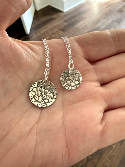 Circle with Dots Design Necklace in Sterling Silver