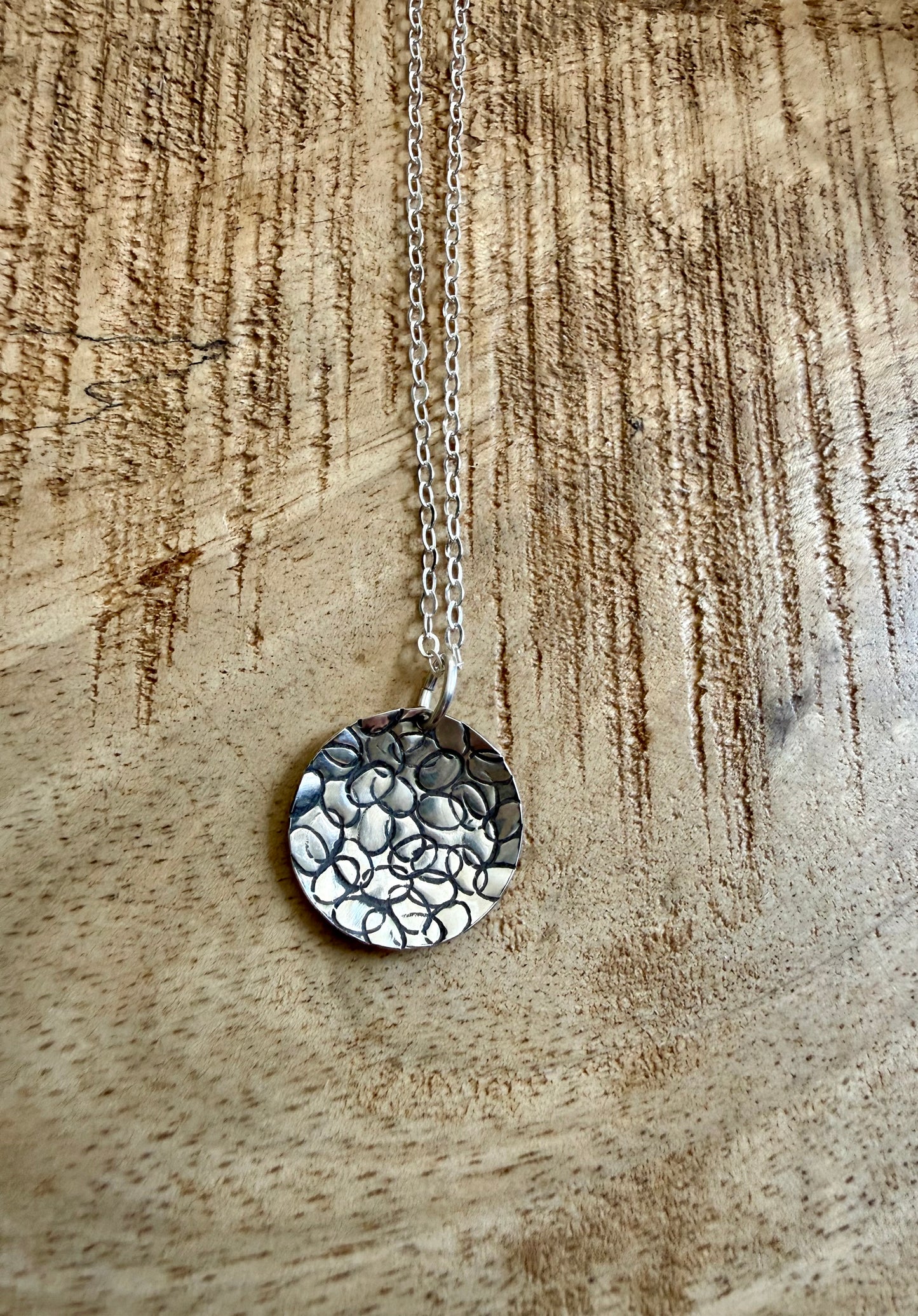 Circle with Dots Design Necklace in Sterling Silver