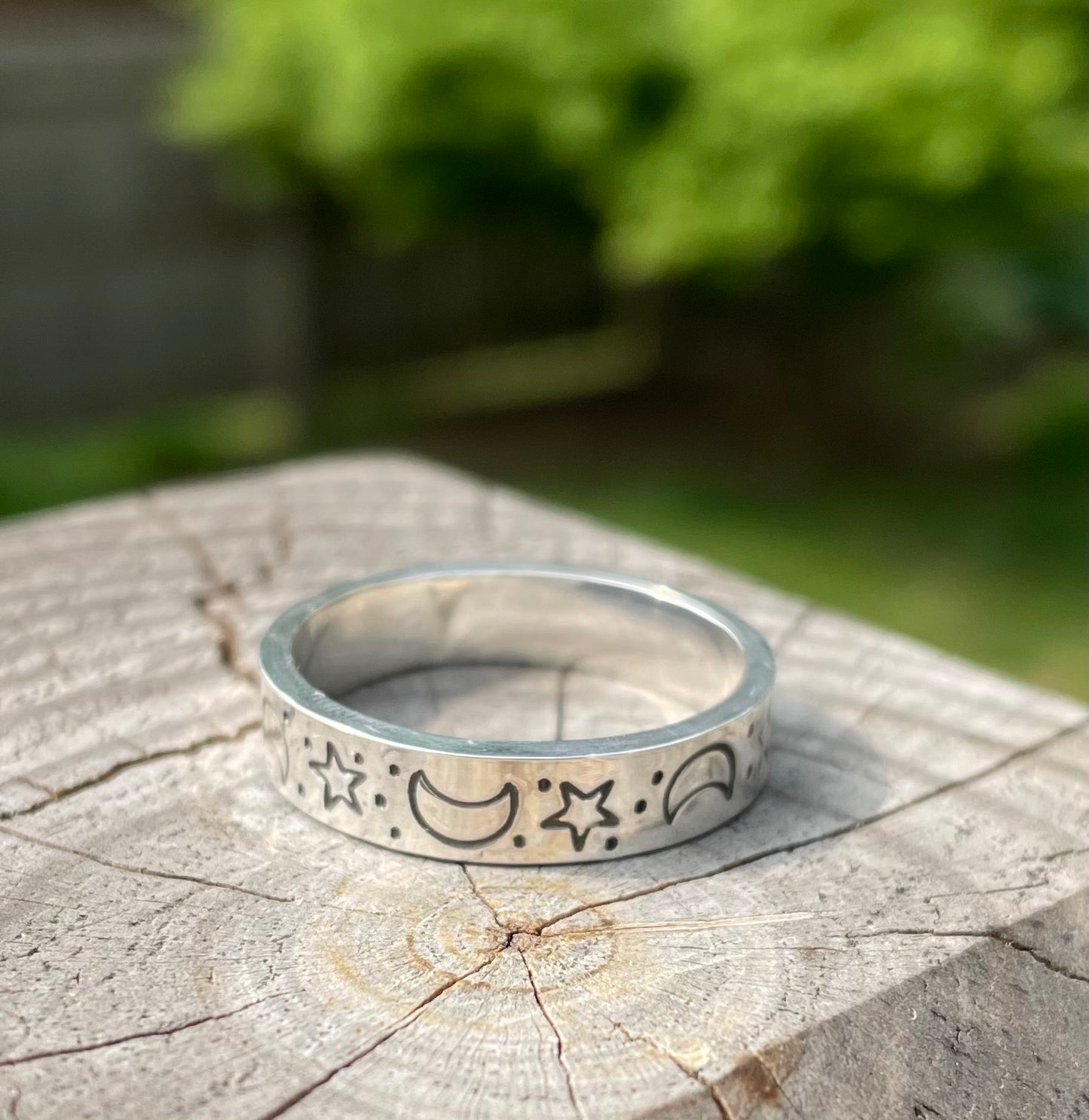 Moons and Stars Silver Ring