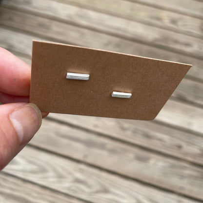 Bar Post Earrings in Silver
