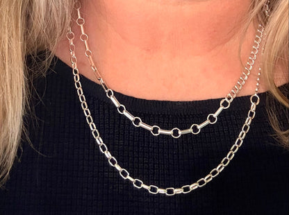 Mixed links chain shown on model doubled up style
