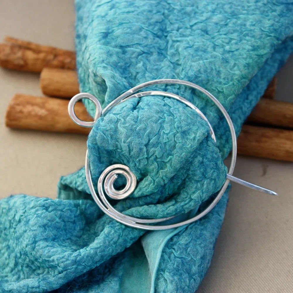 Hair or Scarf Pin in Sterling Silver, Large Swirl Design
