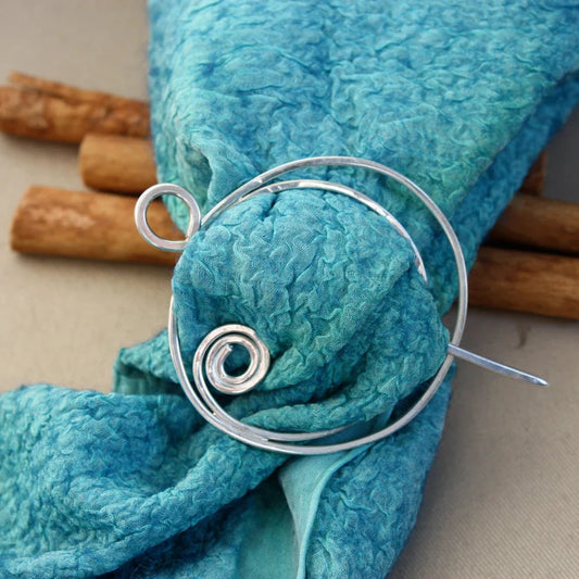 Hair or Scarf Pin in Sterling Silver, Large Swirl Design