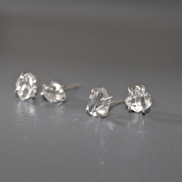 Raw Herkimer Diamond Quartz Sterling Silver Post Stud Earrings. **LIMITED QUANTITIES**