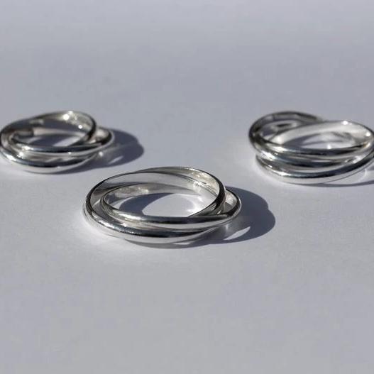 Triple Ring in Silver Roll on Fidget Ring