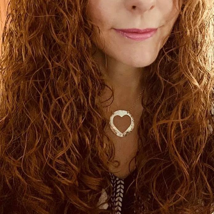 Open Heart Circle Necklace in Silver