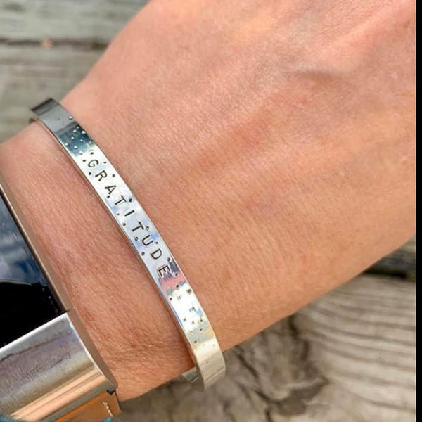 Cuff Bracelet with a Word of Your Choice in Silver