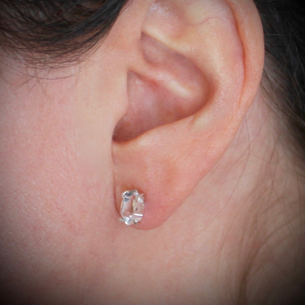 Herkimer Diamond earring on ear