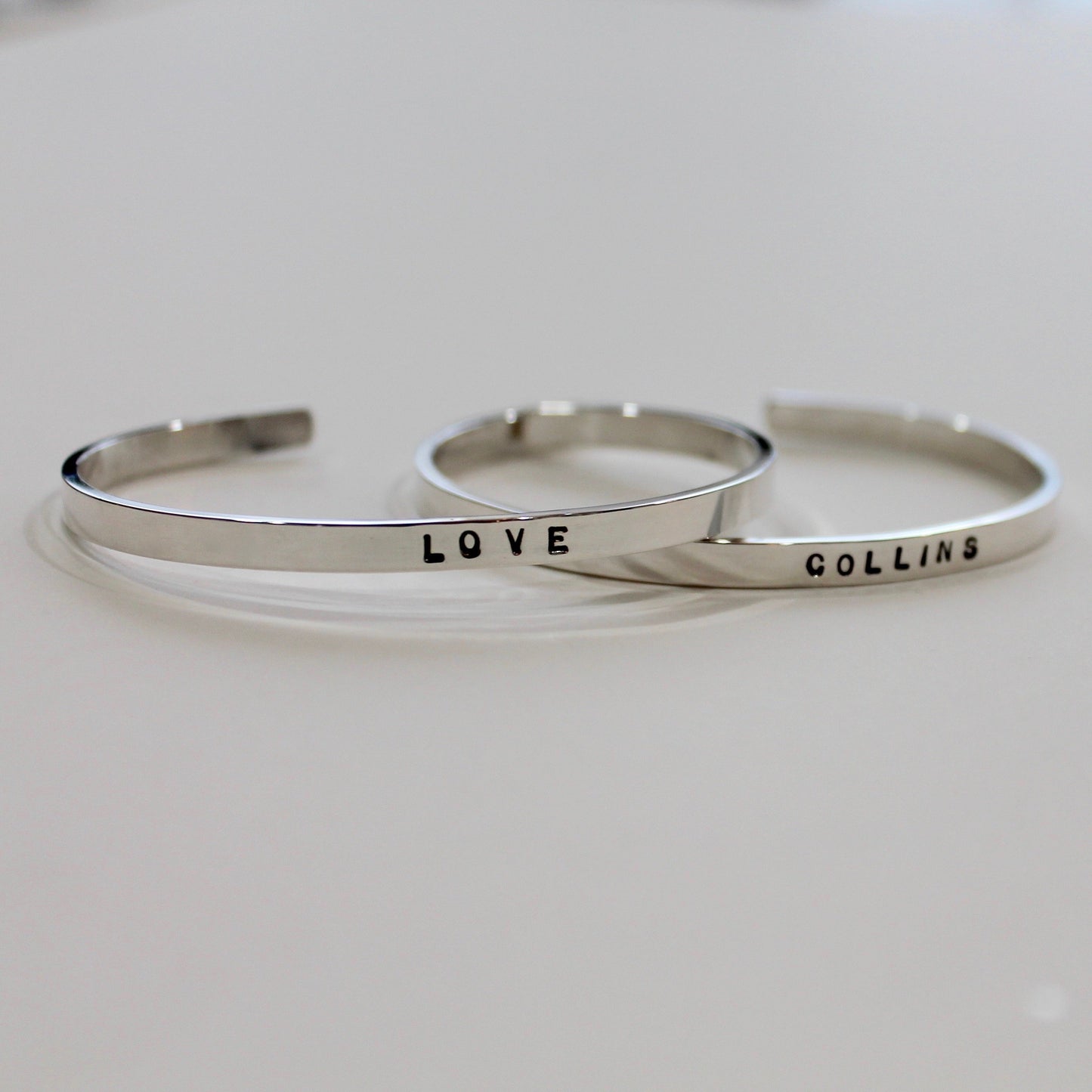 Cuff Bracelet with a Word of Your Choice in Silver