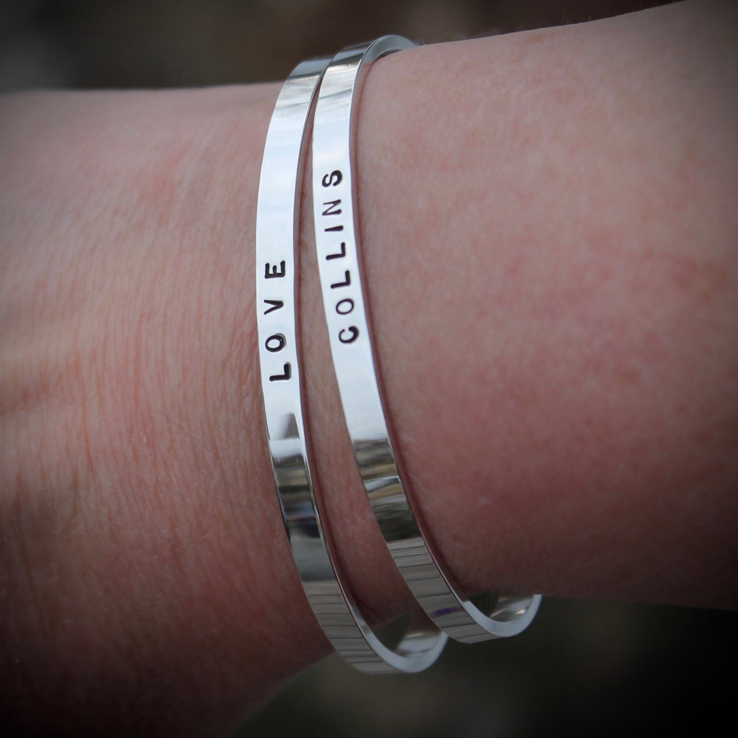 Cuff Bracelet with a Word of Your Choice in Silver