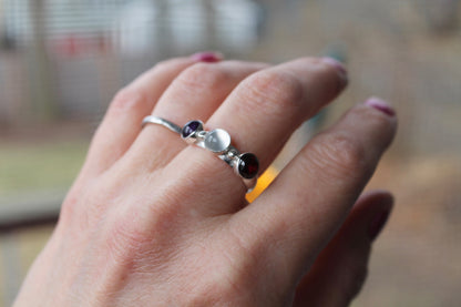 Band with All Same Size 3 Stones in Silver