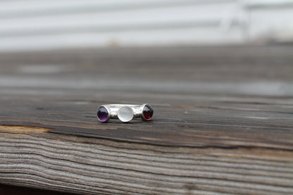 Band with All Same Size 3 Stones in Silver